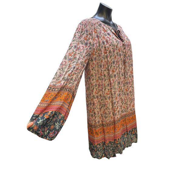 Johnny Was Bohemian Floral Print Long Sleeve Multicolor Dress Size L - Picture 4 of 8